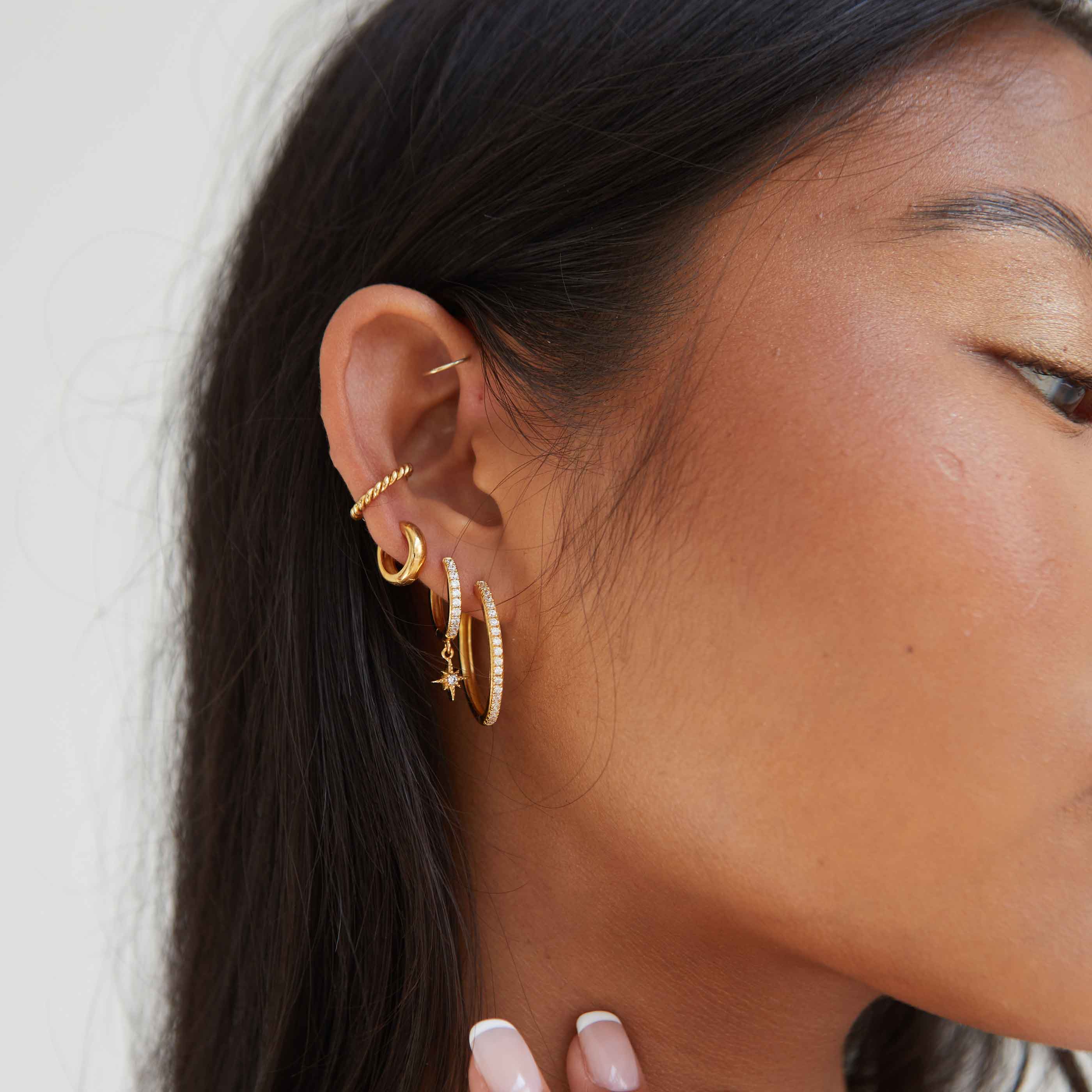 Gold hoops store with crystals