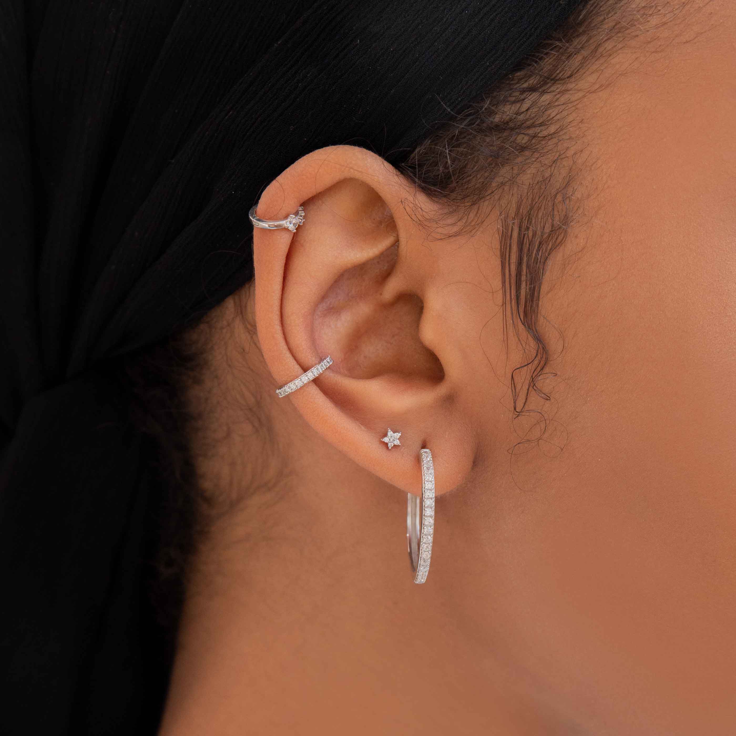 Crystal Ear Cuff in Silver