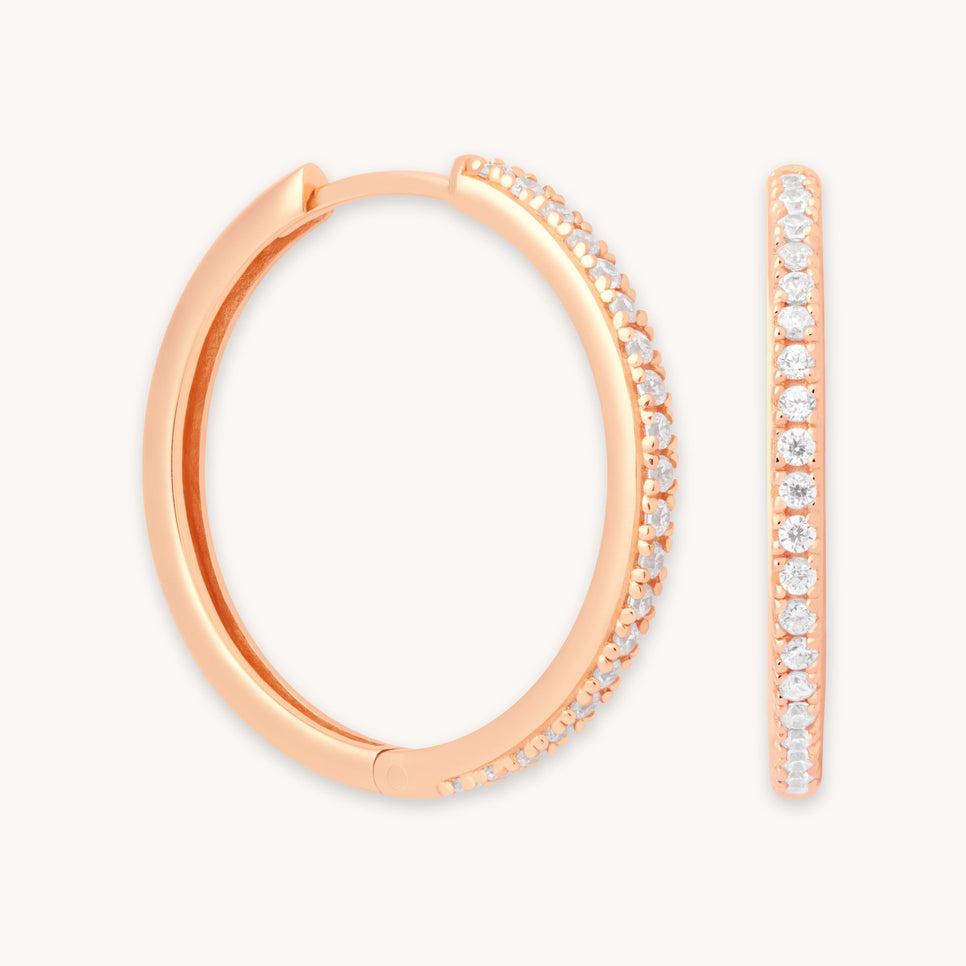 Crystal Hinge Large Hoops in Rose Gold