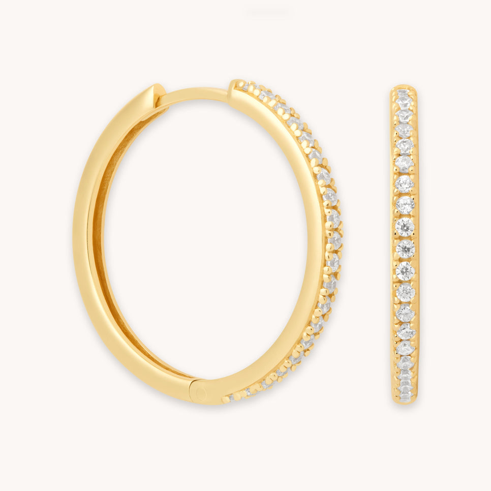 Crystal Hinge Large Hoops in Gold