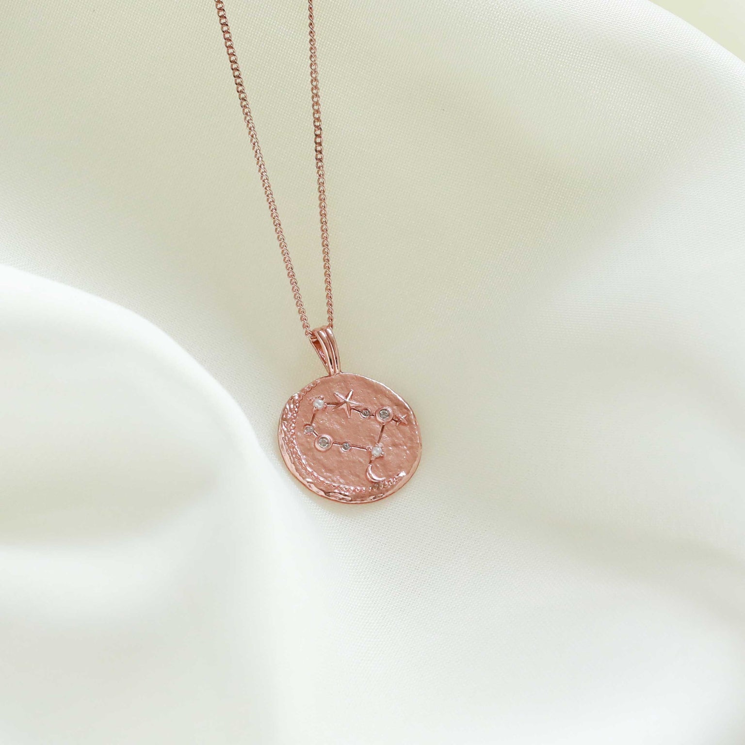 Gemini Zodiac Pendant Necklace in Rose Gold