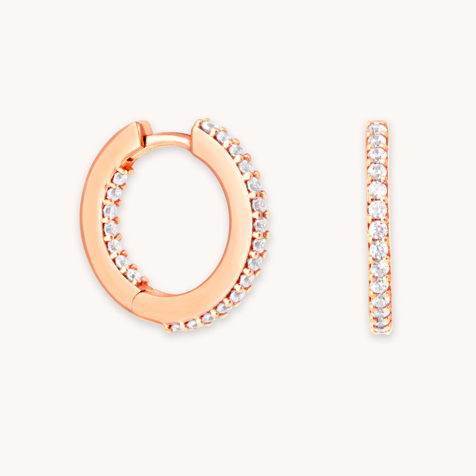 Iridescent Crystal Hoops in Rose Gold