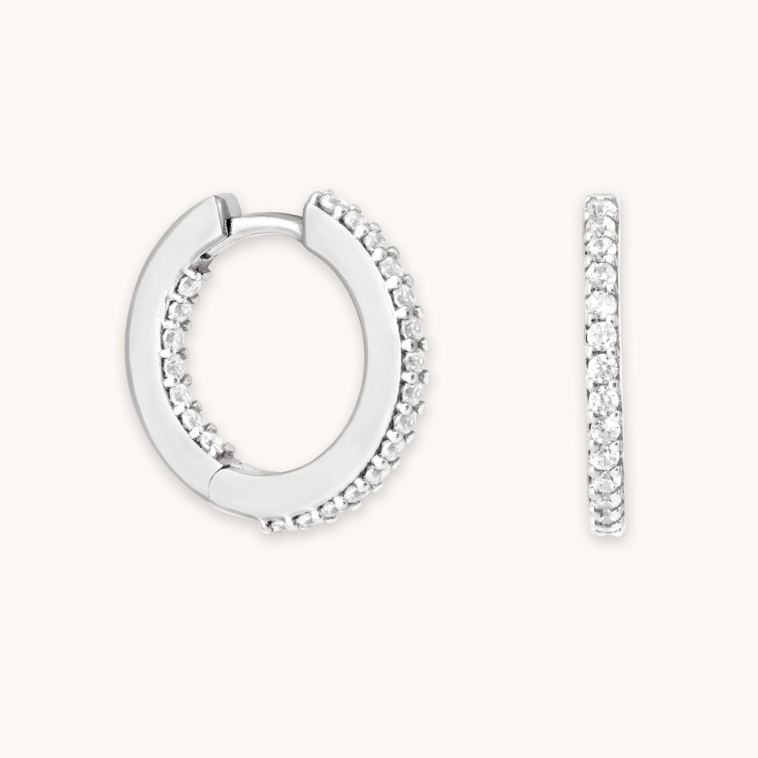 Iridescent Crystal Hoops in Silver