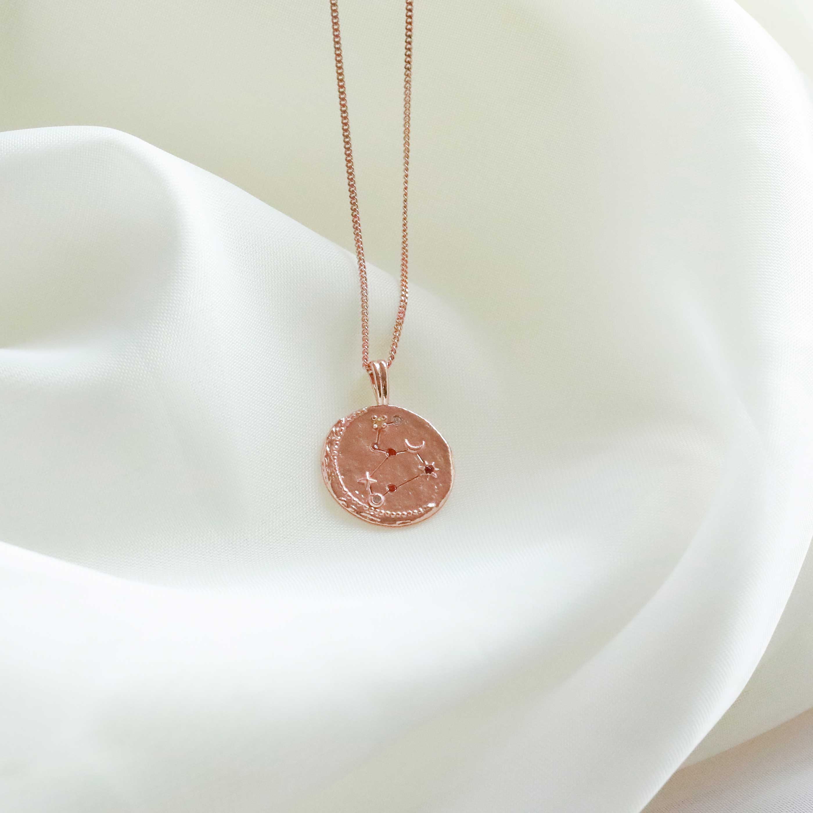 Leo Zodiac Pendant Necklace in Rose Gold