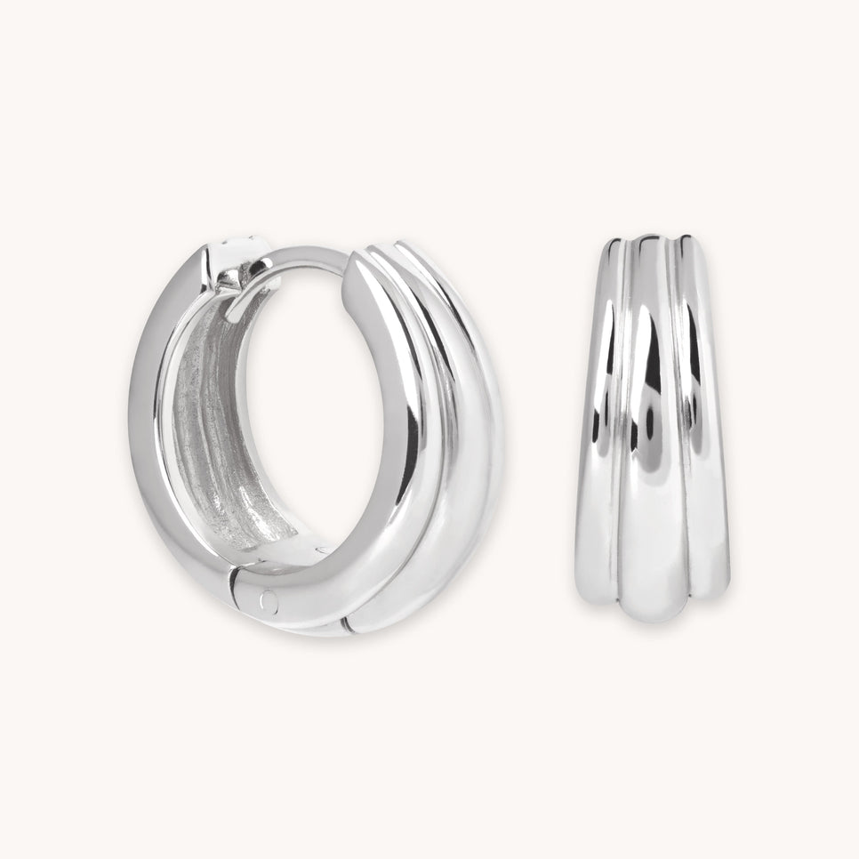 Ripple Hoops in Silver