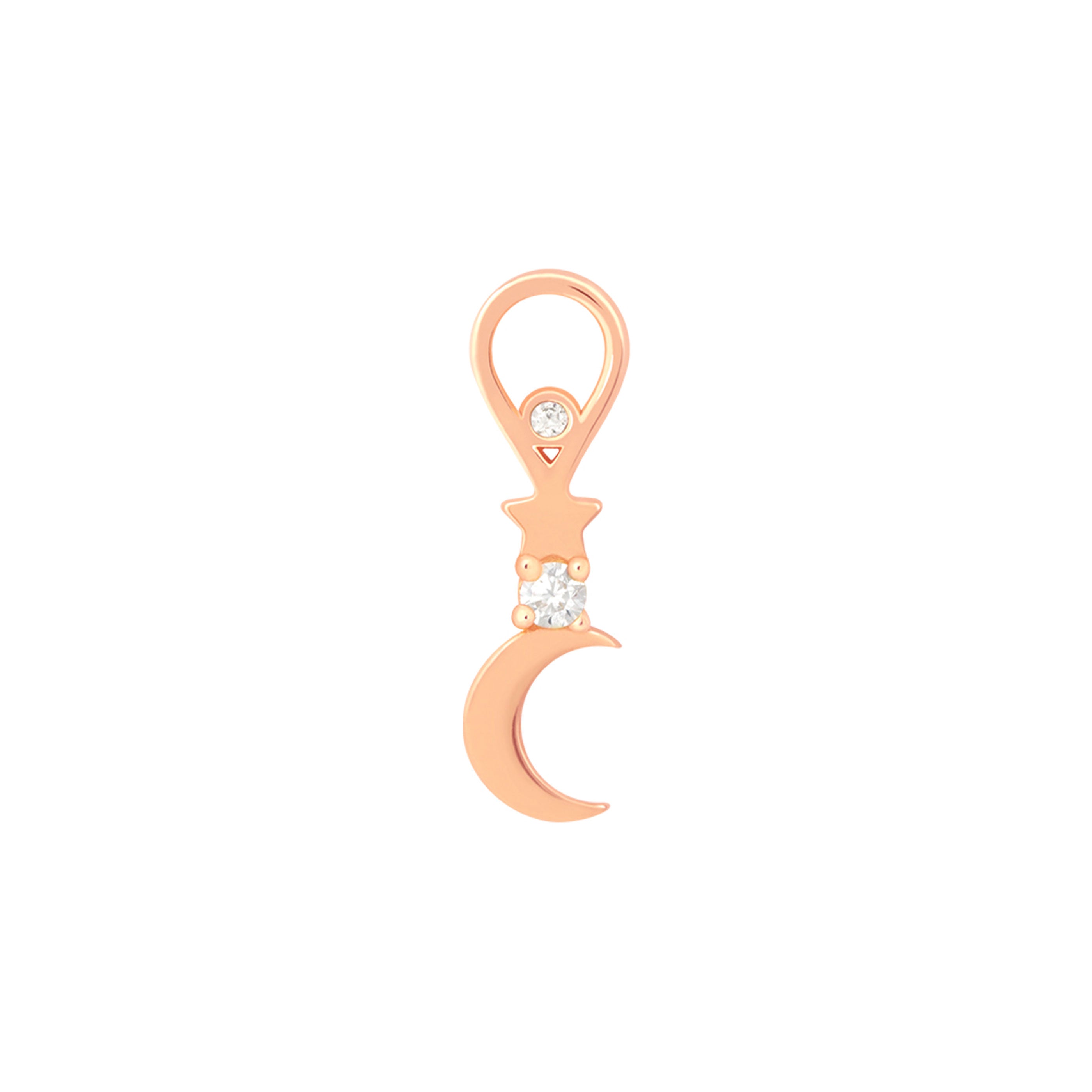 Star & Moon Earring Charm in Rose Gold