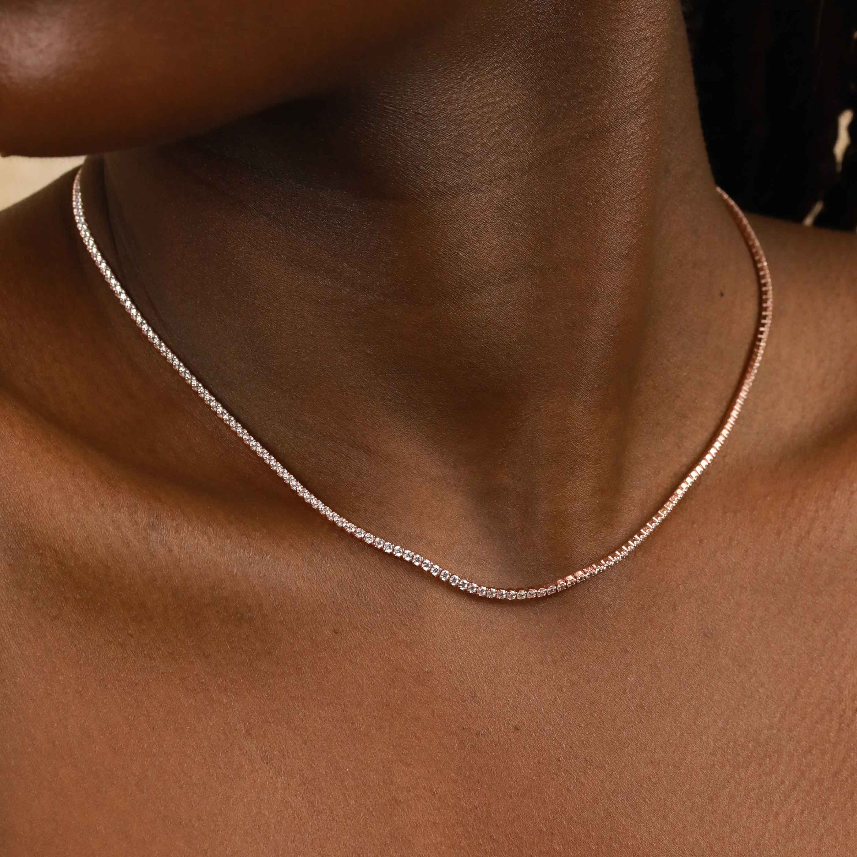 Diamond tennis online necklace rose gold